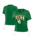 Women's Green Oregon Ducks Side Lace-Up Modest Crop T-shirt