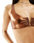 The Frolic sapphire u ring detail bikini top in bronze metallic