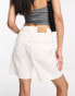 JJXX high waisted longline denim shorts in ecru