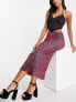 Topshop sequin midi skirt in hot pink