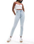 ASOS DESIGN slim fit comfort mom jeans in light blue