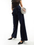 Stradivarius wide leg jean with pleat front in dark blue