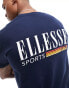 ellesse Denron graphic back print t-shirt in navy