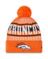 Men's Orange Denver Broncos Striped Cuffed Knit Hat with Pom