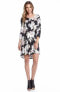 Karen Kane Women's Floral Ballet Neck Swing Dress Black White XS