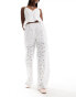 ASOS DESIGN broderie wide leg trouser in white