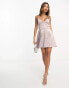 Vesper satin cami skater mini dress in dusky lilac