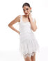 ASOS DESIGN square neck corset mini dress with lace detailing in white