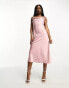 NaaNaa satin cami a-line midi dress with tie back detail in pink