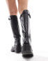 ASOS DESIGN Ciao premium leather chunky riding knee boots in black