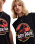 ASOS DESIGN unisex oversized license vest with Jurassic park print in washed black