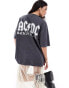 ASOS DESIGN unisex oversized license band t-shirt with AC/DC prints in washed charcoal