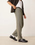 ASOS DESIGN smart straight leg wool blend trousers in dark green puppytooth