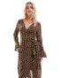 Never Fully Dressed Petite Lucia sheer wrap midaxi dress in leopard