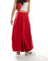 ASOS DESIGN poplin bubble hem maxi skirt in red