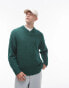 Topman oversized v neck jumper in green with exposed seam