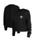 Women's Black New Orleans Saints Thermal Crop Long Sleeve T-shirt