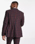 ASOS DESIGN wedding super skinny suit jacket in burgundy tartan