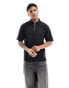 River Island zip neck polo shirt in black