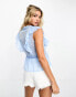 Miss Selfridge festival chiffon lace insert pintuck cami top in blue