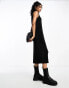 Mango plisse sleeveless dress in black