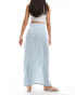 Vero Moda wrap midi skirt in pale blue pinstripe