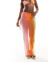 Simmi mesh column beach skirt co-ord in pink and orange ombre