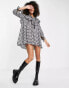 Topshop ruffle check chuck on mini dress in mono