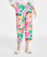 Petite 100% Linen Pull On Printed Cropped Pants, Created for Macy's