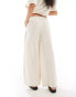 ASOS DESIGN wide leg trouser with linen in neutral