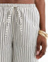 Kaiia tie waist wide leg trousers in cream stripe