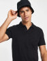 Jack & Jones Essentials slim fit pique logo polo in black