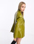 The Frolic patent croc tailored blazer co-ord in fern green