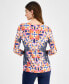 Petite Glamorous Glass Jacquard Printed 3/4-Sleeve Top, Created for Macy's