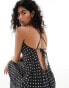 4th & Reckless milan sheer polka dot mesh beach dress in black