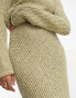 ASOS DESIGN Tall knitted maxi skirt in textured ladder stitch in khaki co-ord