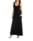 Women's Scoop Neck Sleeveless Maxi Dress with Pockets