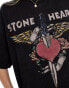 ASOS DESIGN boyfriend fit t-shirt with stone heart rock graphic in washed charcoal