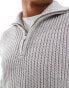 Brave Soul heavyweight half zip jumper in light grey