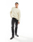 Pull&Bear – Strickpullover in Ecru mit strukturierter Vorderseite