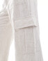 Hollister linen cargo trouser in beige stripe