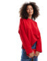 Bershka chunky crew neck jumper in red