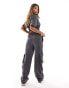 Liquor N Poker high waist baggy fit cargo trousers in dark grey