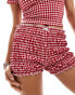 Reclaimed Vintage mini short with ruching in red gingham