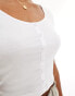 New Look button through scoop neck tee in white