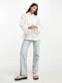 ASOS DESIGN relaxed broderie shirt with dipped hem in white