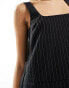 ASOS DESIGN square neck pinafore playsuit in black pinstripe