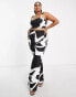 ASOS LUXE Curve co-ord tailored bralet in black & white swirl print