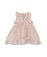 Baby Girls Basket Weave Social Dress with Two Tiered Ribbon Skirt