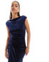 TFNC slash neck velvet maxi dress in dark navy